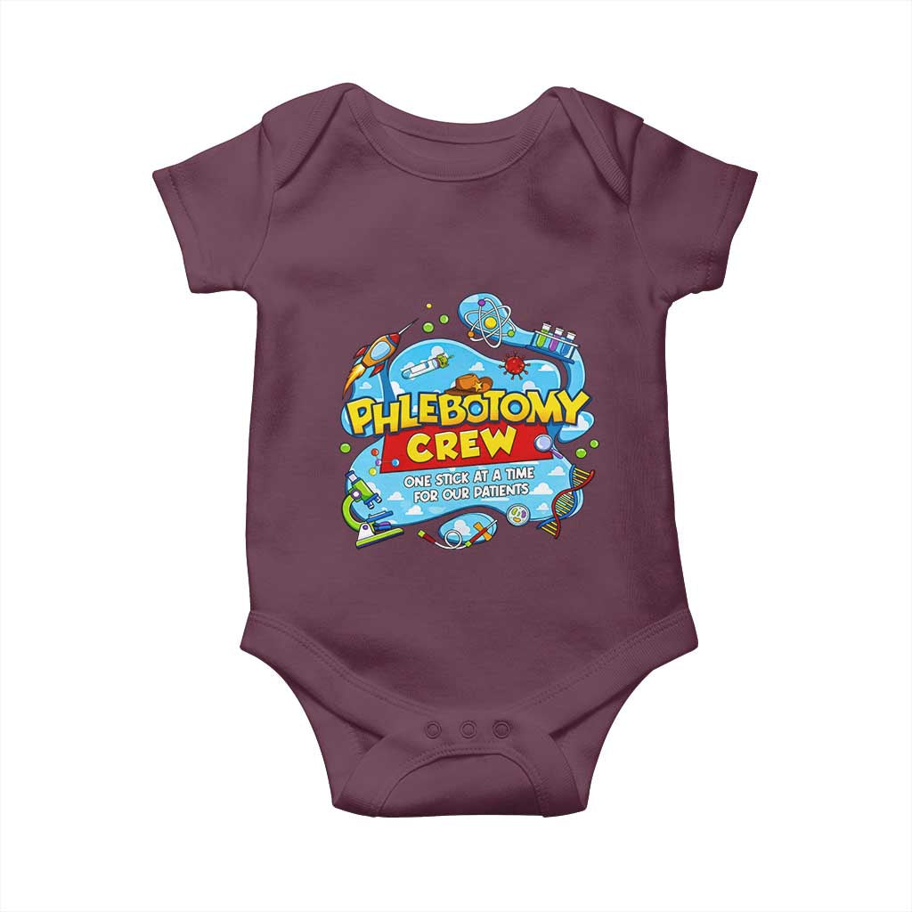 Phlebotomy Crew Lab Week 2026 Baby Onesie One Stick At A Time Funny Phlebotomist Healthcare Lab TS02 Maroon Print Your Wear