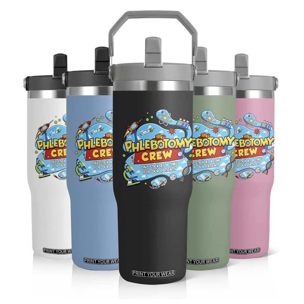 Phlebotomy Crew Lab Week 2026 Flip Straw Tumbler One Stick At A Time Funny Phlebotomist Healthcare Lab TS02 Print Your Wear