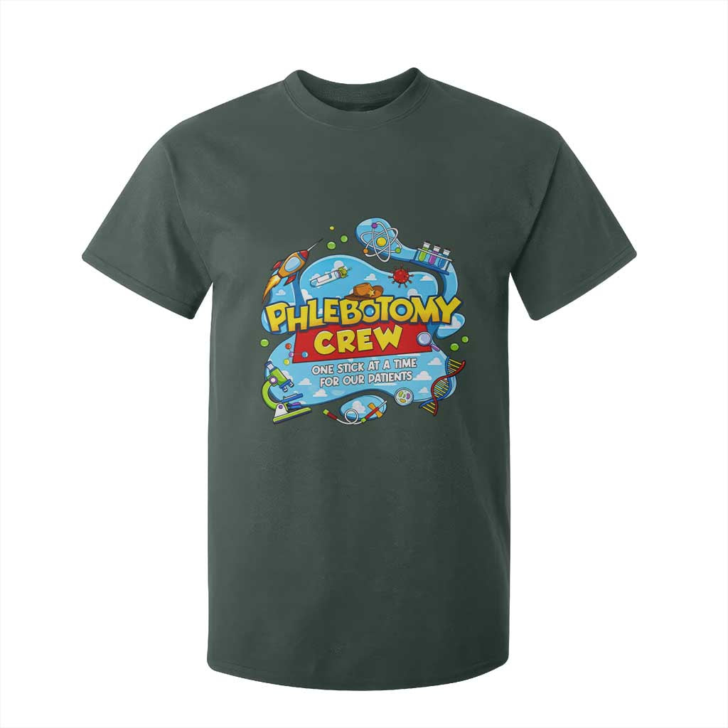 Phlebotomy Crew Lab Week 2026 T Shirt For Kid One Stick At A Time Funny Phlebotomist Healthcare Lab TS02 Dark Forest Green Print Your Wear