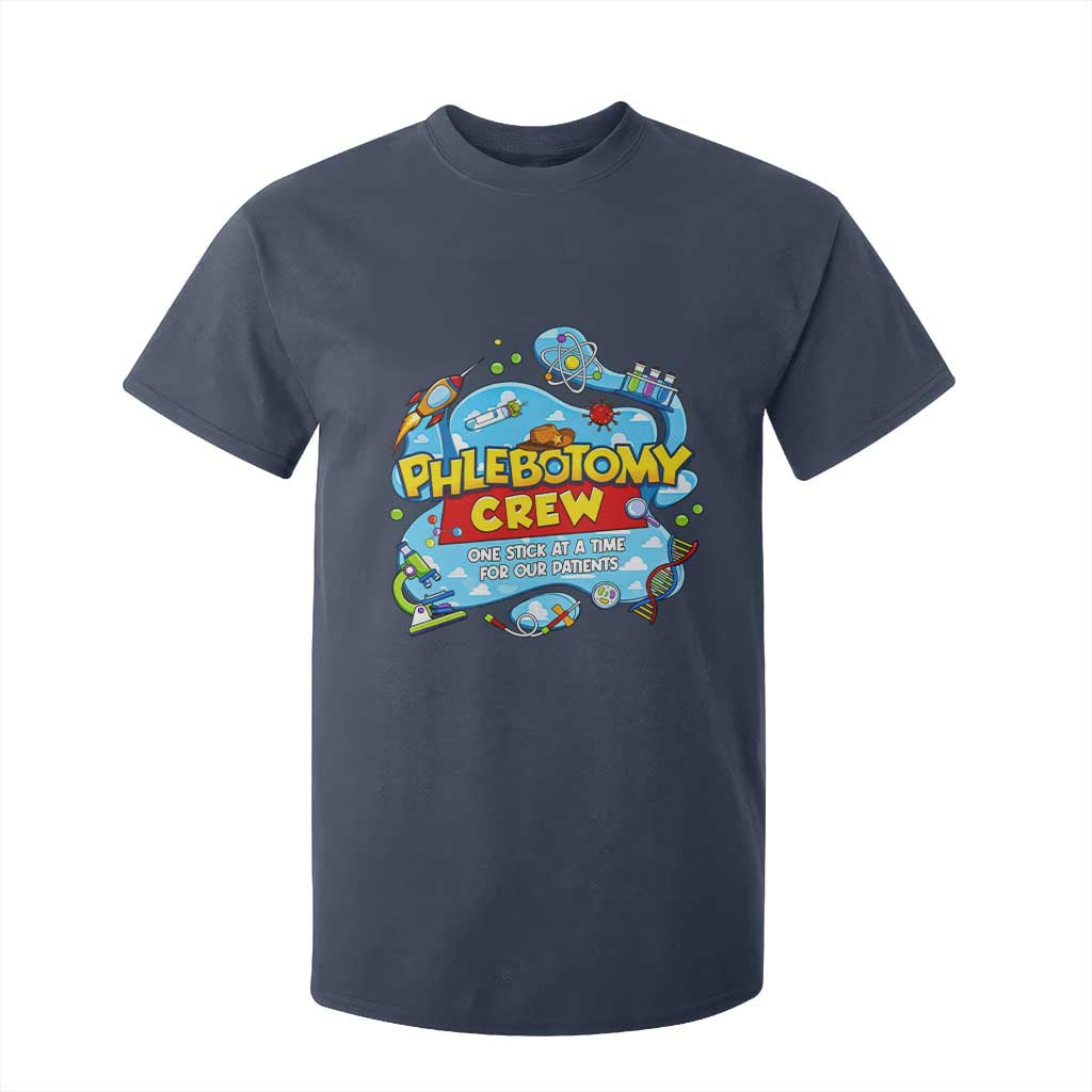 Phlebotomy Crew Lab Week 2026 T Shirt For Kid One Stick At A Time Funny Phlebotomist Healthcare Lab TS02 Navy Print Your Wear