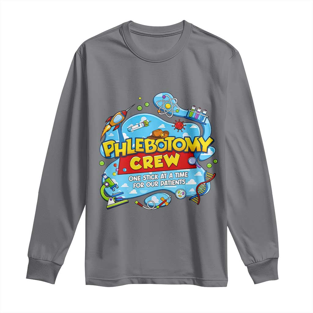 Phlebotomy Crew Lab Week 2026 Long Sleeve Shirt One Stick At A Time Funny Phlebotomist Healthcare Lab TS02 Charcoal Print Your Wear