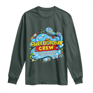 Phlebotomy Crew Lab Week 2026 Long Sleeve Shirt One Stick At A Time Funny Phlebotomist Healthcare Lab TS02 Dark Forest Green Print Your Wear