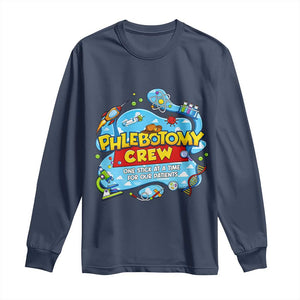 Phlebotomy Crew Lab Week 2026 Long Sleeve Shirt One Stick At A Time Funny Phlebotomist Healthcare Lab TS02 Navy Print Your Wear