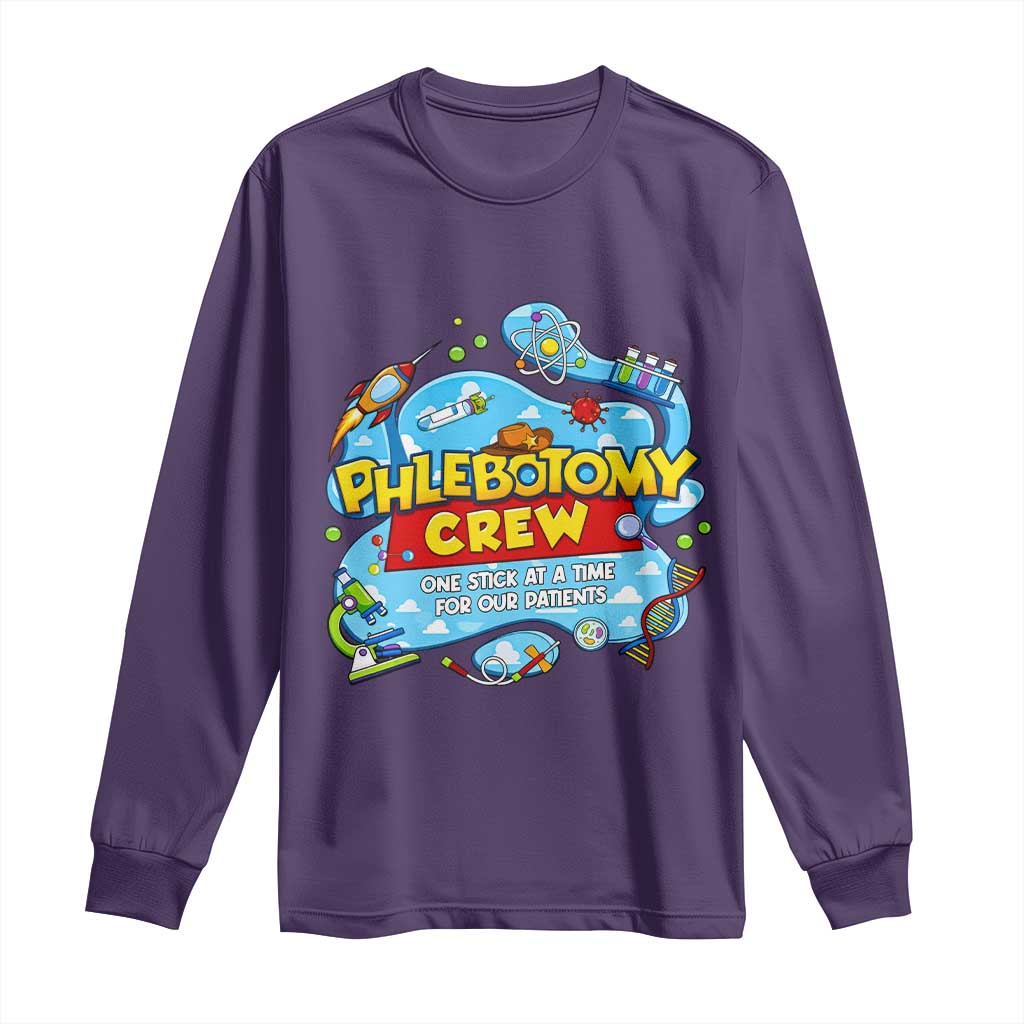 Phlebotomy Crew Lab Week 2026 Long Sleeve Shirt One Stick At A Time Funny Phlebotomist Healthcare Lab TS02 Purple Print Your Wear
