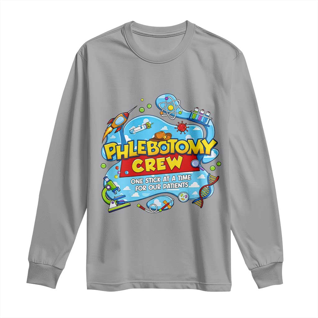 Phlebotomy Crew Lab Week 2026 Long Sleeve Shirt One Stick At A Time Funny Phlebotomist Healthcare Lab TS02 Sport Gray Print Your Wear
