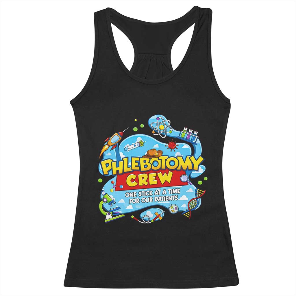 Phlebotomy Crew Lab Week 2026 Racerback Tank Top One Stick At A Time Funny Phlebotomist Healthcare Lab TS02 Black Print Your Wear