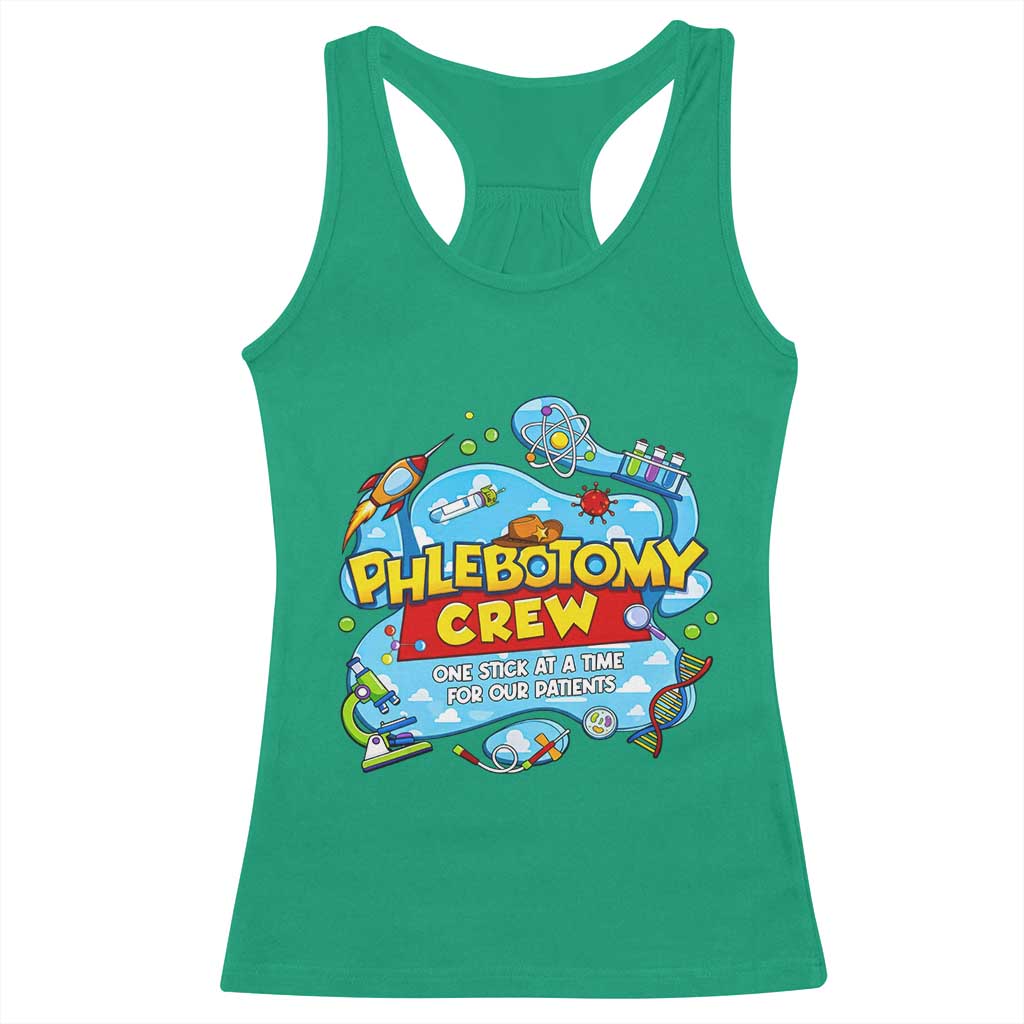 Phlebotomy Crew Lab Week 2026 Racerback Tank Top One Stick At A Time Funny Phlebotomist Healthcare Lab TS02 Irish Green Print Your Wear