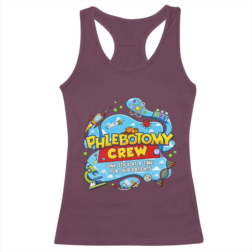 Phlebotomy Crew Lab Week 2026 Racerback Tank Top One Stick At A Time Funny Phlebotomist Healthcare Lab TS02 Maroon Print Your Wear
