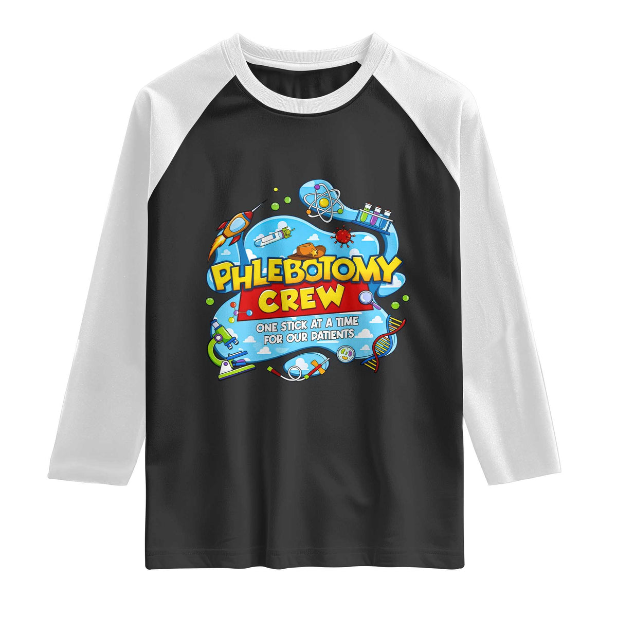 Phlebotomy Crew Lab Week 2026 Raglan Shirt One Stick At A Time Funny Phlebotomist Healthcare Lab TS02 Black White Print Your Wear