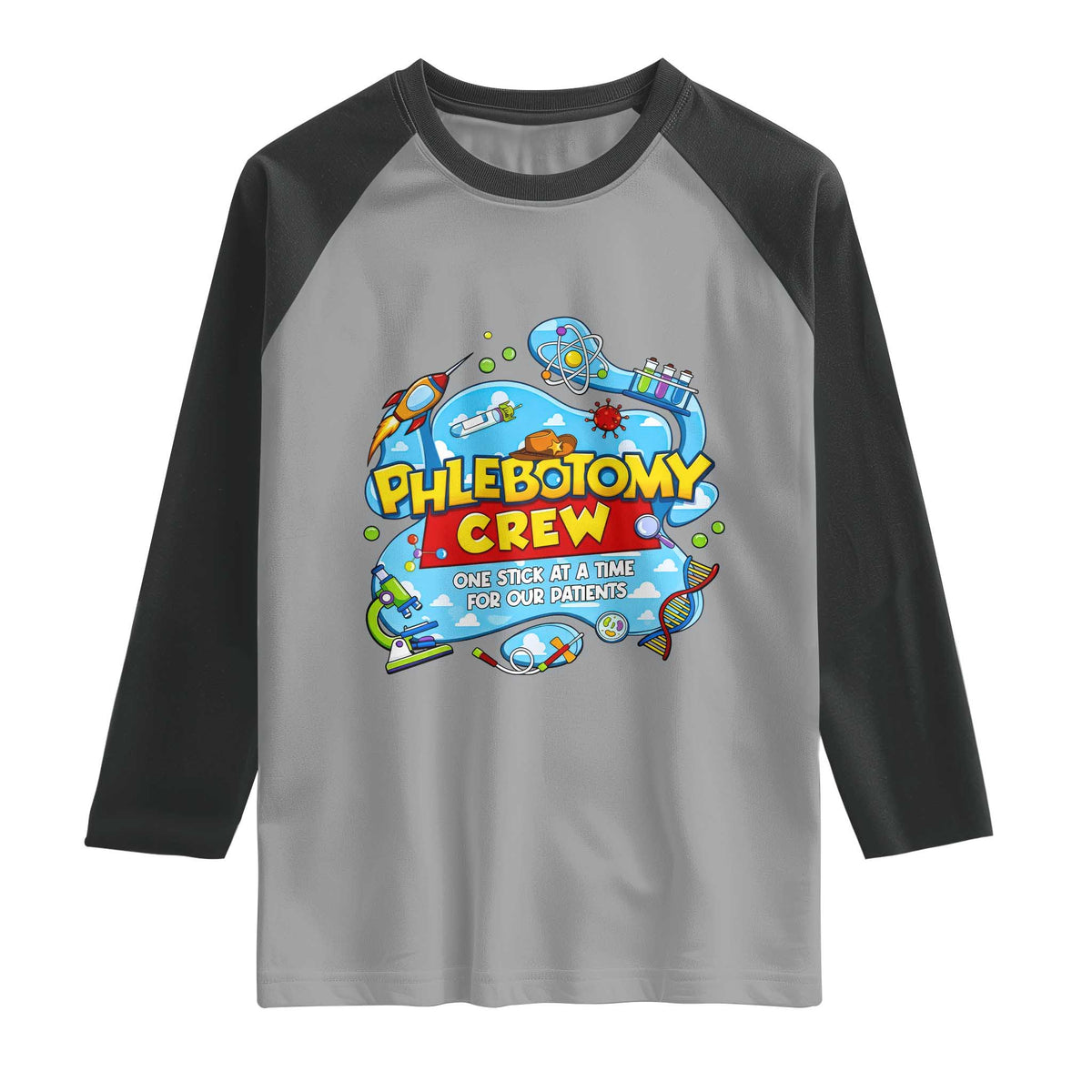 Phlebotomy Crew Lab Week 2026 Raglan Shirt One Stick At A Time Funny Phlebotomist Healthcare Lab TS02 Sport Gray Black Print Your Wear
