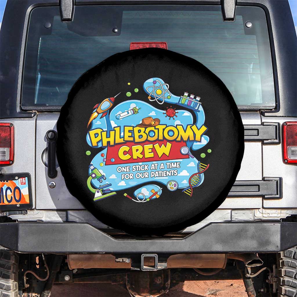 Phlebotomy Crew Lab Week 2026 Spare Tire Cover One Stick At A Time Funny Phlebotomist Healthcare Lab TS02 No hole Black Print Your Wear