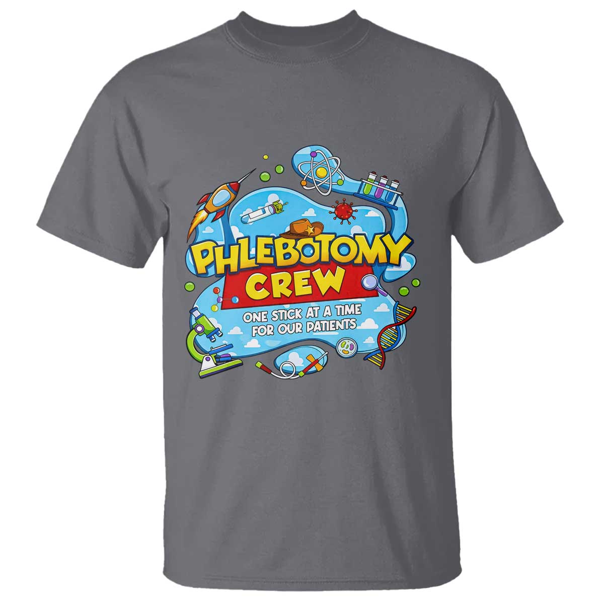 Phlebotomy Crew Lab Week 2026 T Shirt One Stick At A Time Funny Phlebotomist Healthcare Lab TS02 Charcoal Print Your Wear