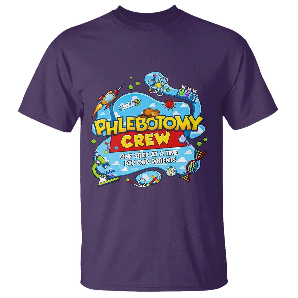 Phlebotomy Crew Lab Week 2026 T Shirt One Stick At A Time Funny Phlebotomist Healthcare Lab TS02 Purple Print Your Wear