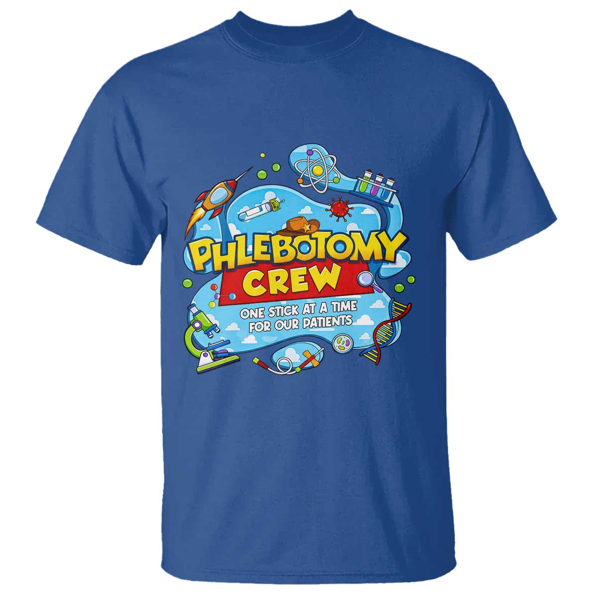 Phlebotomy Crew Lab Week 2026 T Shirt One Stick At A Time Funny Phlebotomist Healthcare Lab TS02 Royal Blue Print Your Wear