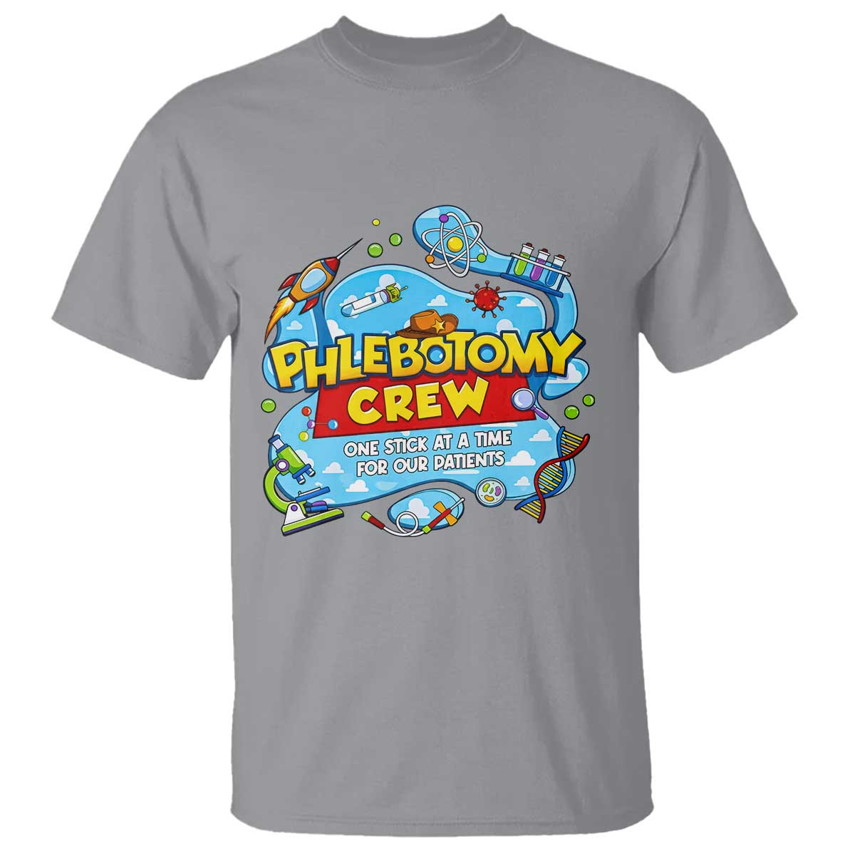 Phlebotomy Crew Lab Week 2026 T Shirt One Stick At A Time Funny Phlebotomist Healthcare Lab TS02 Sport Gray Print Your Wear