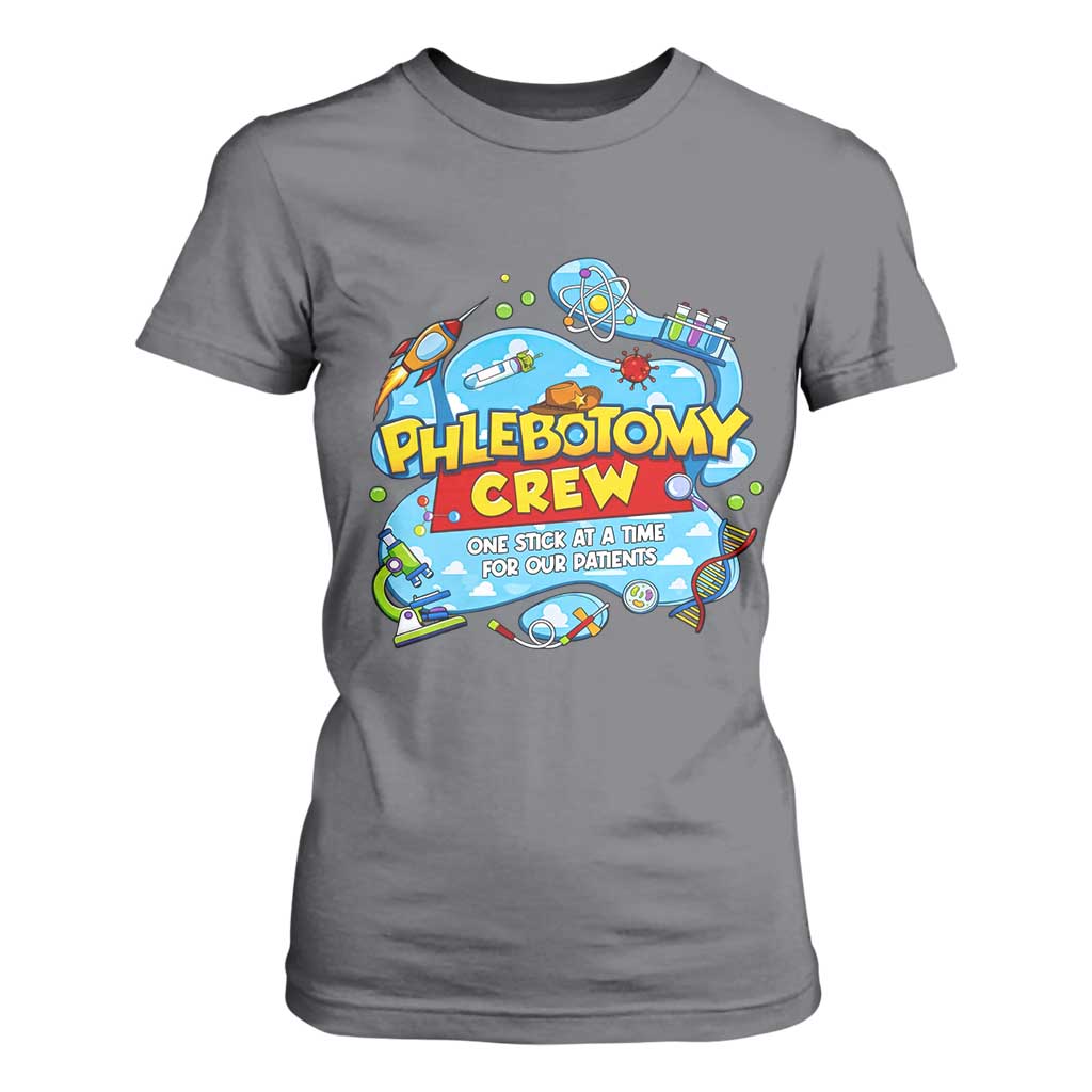 Phlebotomy Crew Lab Week 2026 T Shirt For Women One Stick At A Time Funny Phlebotomist Healthcare Lab TS02 Charcoal Print Your Wear