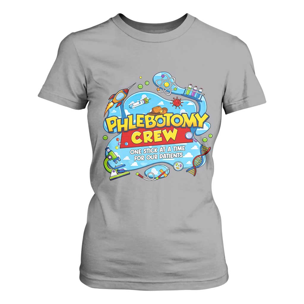 Phlebotomy Crew Lab Week 2026 T Shirt For Women One Stick At A Time Funny Phlebotomist Healthcare Lab TS02 Sport Gray Print Your Wear