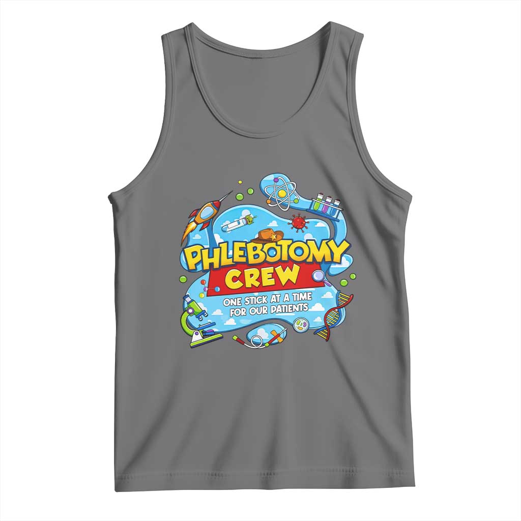Phlebotomy Crew Lab Week 2026 Tank Top One Stick At A Time Funny Phlebotomist Healthcare Lab TS02 Black Heather Print Your Wear