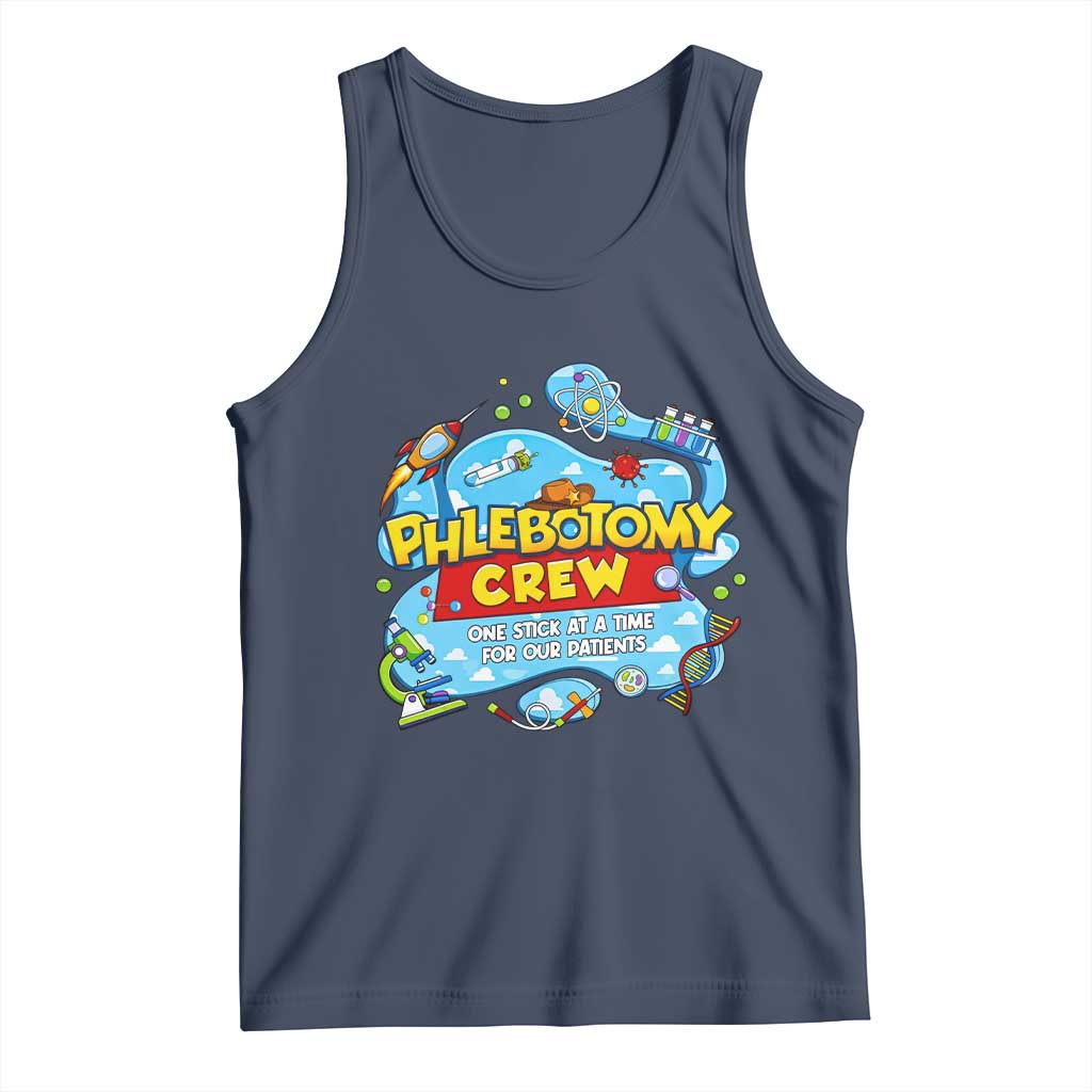 Phlebotomy Crew Lab Week 2026 Tank Top One Stick At A Time Funny Phlebotomist Healthcare Lab TS02 Navy Print Your Wear
