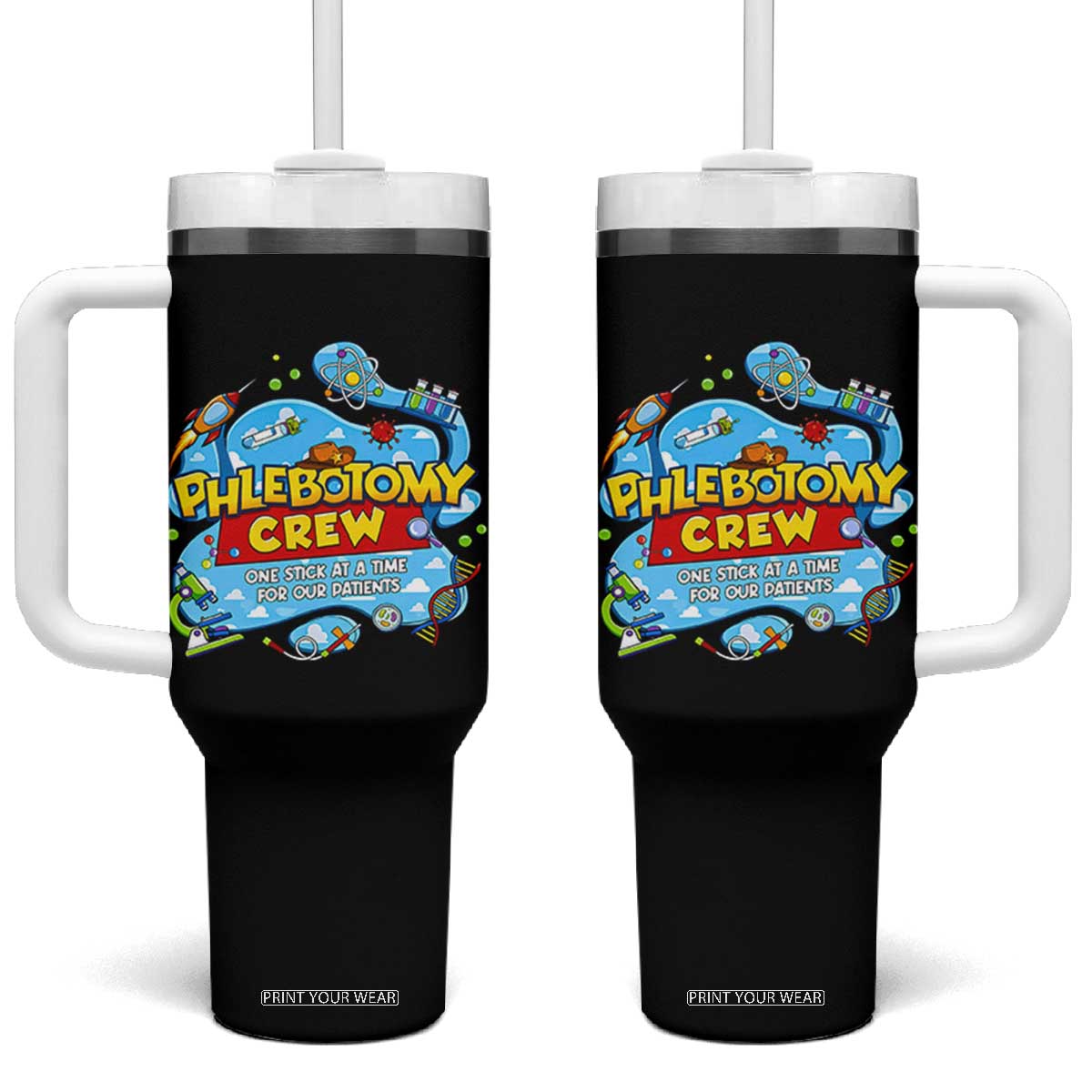 Phlebotomy Crew Lab Week 2026 Tumbler With Handle One Stick At A Time Funny Phlebotomist Healthcare Lab TS02 One Size: 40 oz Black Print Your Wear