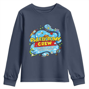Phlebotomy Crew Lab Week 2026 Youth Sweatshirt One Stick At A Time Funny Phlebotomist Healthcare Lab TS02 Navy Print Your Wear
