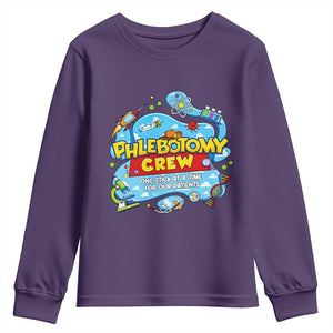 Phlebotomy Crew Lab Week 2026 Youth Sweatshirt One Stick At A Time Funny Phlebotomist Healthcare Lab TS02 Purple Print Your Wear