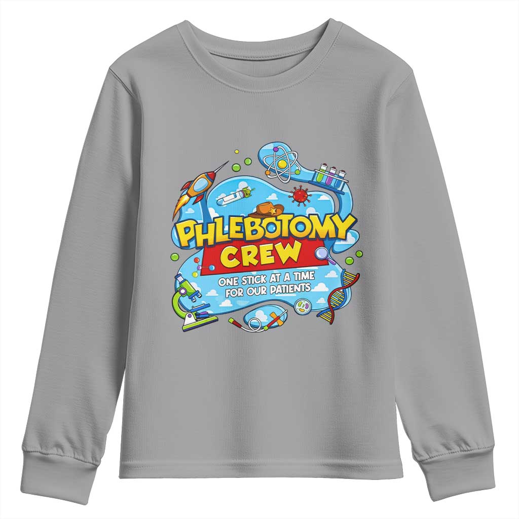 Phlebotomy Crew Lab Week 2026 Youth Sweatshirt One Stick At A Time Funny Phlebotomist Healthcare Lab TS02 Sport Gray Print Your Wear