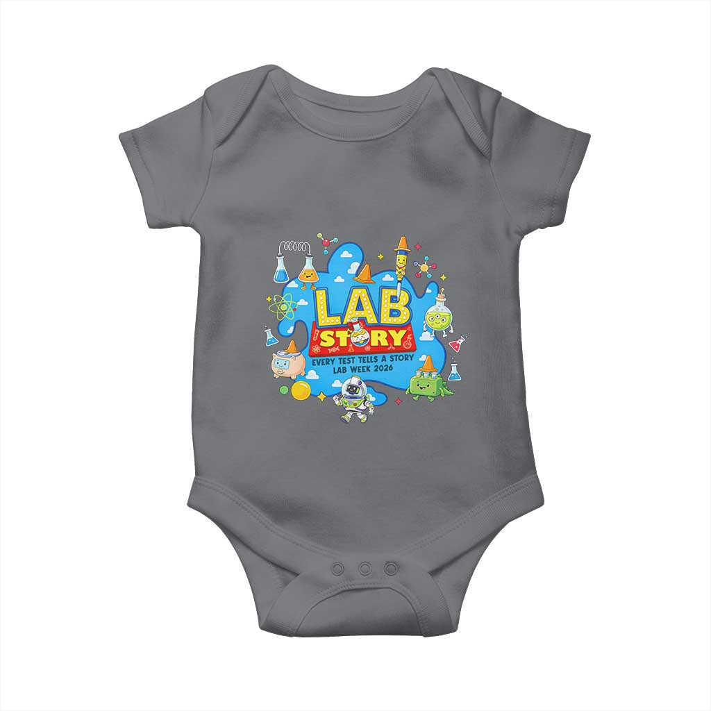 Lab Story Lab Week 2026 Celebration Baby Onesie Every Test Tells a Story Medical Lab Tech Appreciation Gift TS02 Charcoal Print Your Wear
