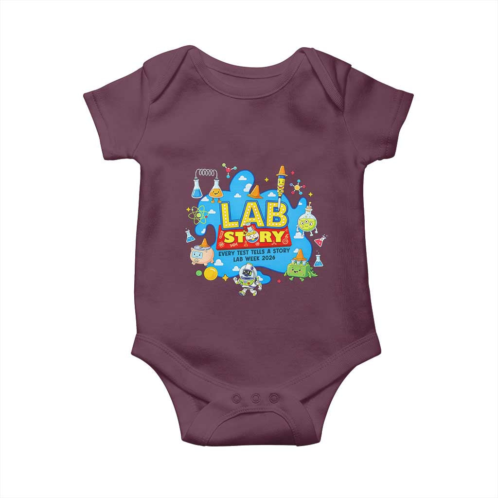 Lab Story Lab Week 2026 Celebration Baby Onesie Every Test Tells a Story Medical Lab Tech Appreciation Gift TS02 Maroon Print Your Wear