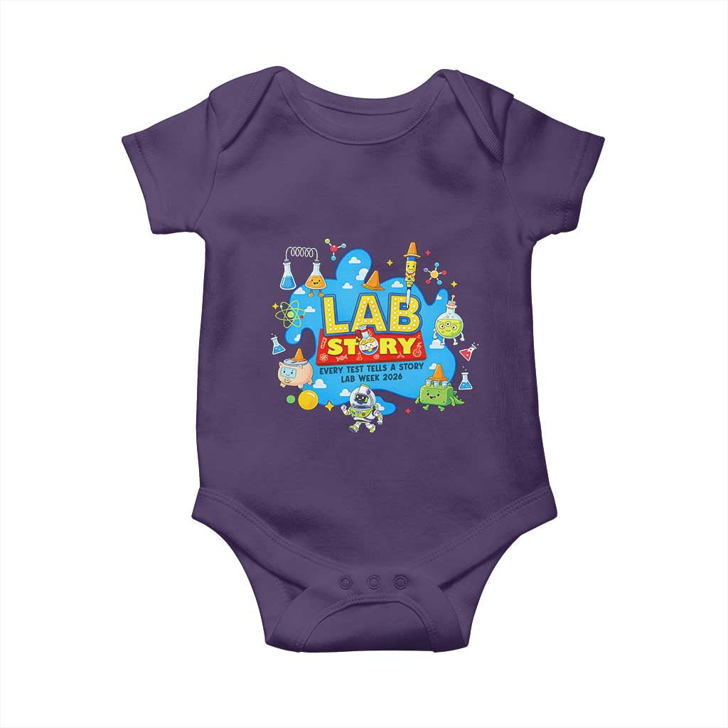 Lab Story Lab Week 2026 Celebration Baby Onesie Every Test Tells a Story Medical Lab Tech Appreciation Gift TS02 Purple Print Your Wear