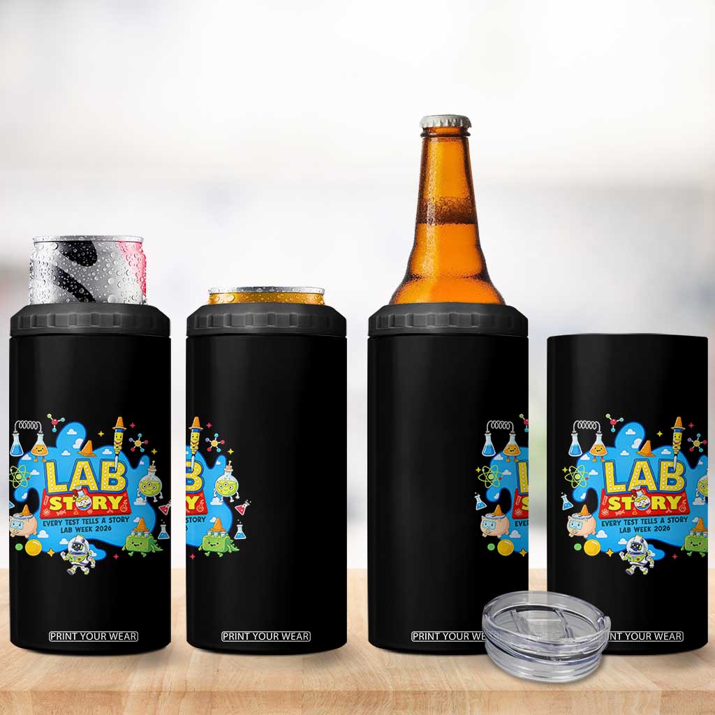 Lab Story Lab Week 2026 Celebration 4 in 1 Can Cooler Tumbler Every Test Tells a Story Medical Lab Tech Appreciation Gift TS02 Print Your Wear