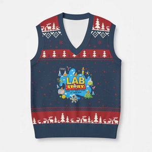 Lab Story Lab Week 2026 Celebration V-Neck Knit Sweater Vest Every Test Tells a Story Medical Lab Tech Appreciation Gift TS02 Navy Red Print Your Wear