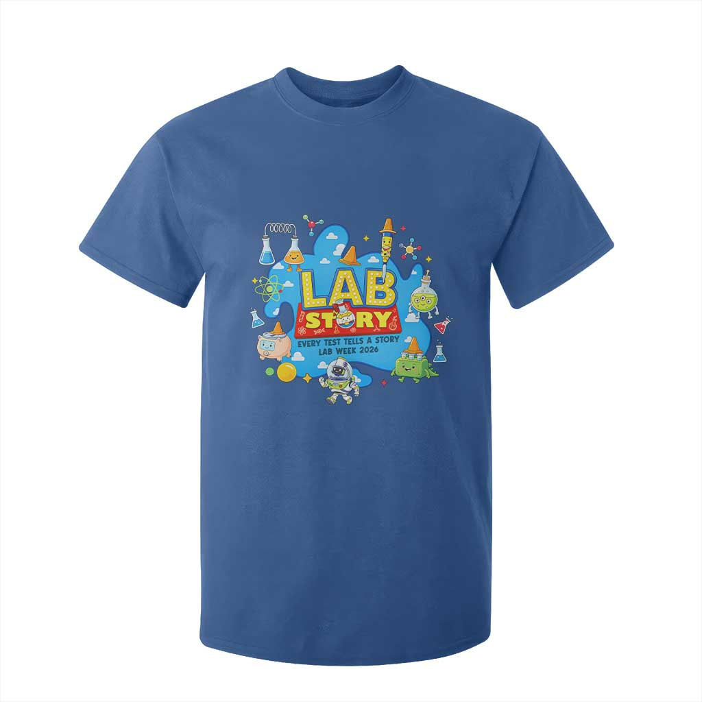Lab Story Lab Week 2026 Celebration T Shirt For Kid Every Test Tells a Story Medical Lab Tech Appreciation Gift TS02 Royal Blue Print Your Wear