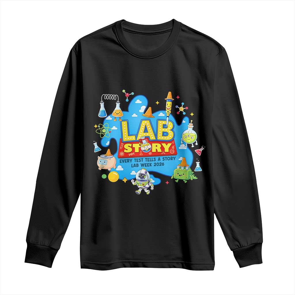 Lab Story Lab Week 2026 Celebration Long Sleeve Shirt Every Test Tells a Story Medical Lab Tech Appreciation Gift TS02 Black Print Your Wear