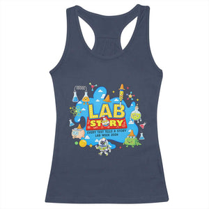 Lab Story Lab Week 2026 Celebration Racerback Tank Top Every Test Tells a Story Medical Lab Tech Appreciation Gift TS02 Navy Print Your Wear