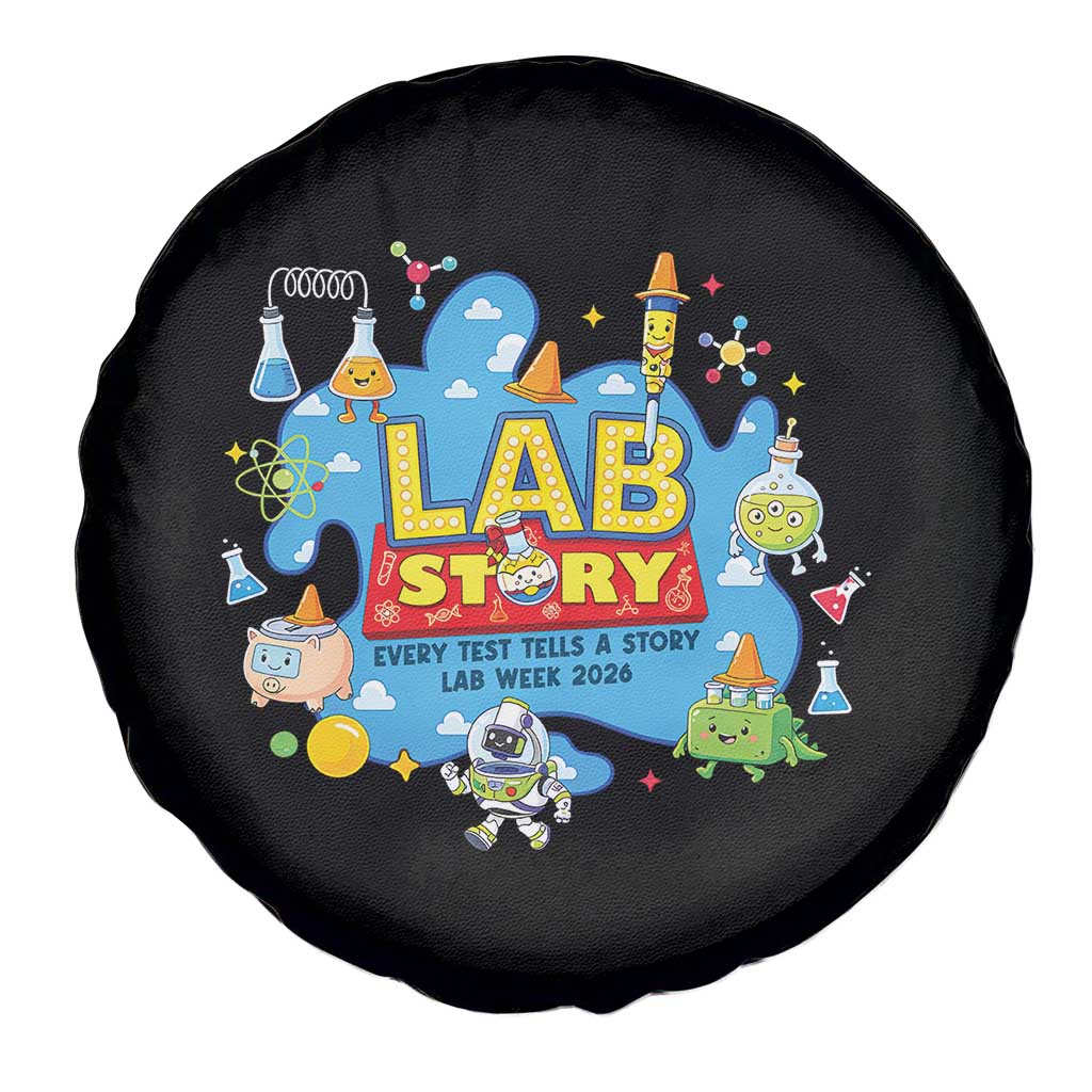 Lab Story Lab Week 2026 Celebration Spare Tire Cover Every Test Tells a Story Medical Lab Tech Appreciation Gift TS02 Print Your Wear