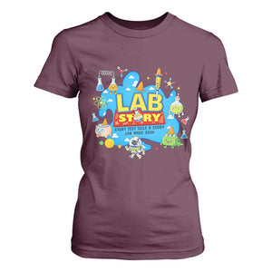 Lab Story Lab Week 2026 Celebration T Shirt For Women Every Test Tells a Story Medical Lab Tech Appreciation Gift TS02 Maroon Print Your Wear