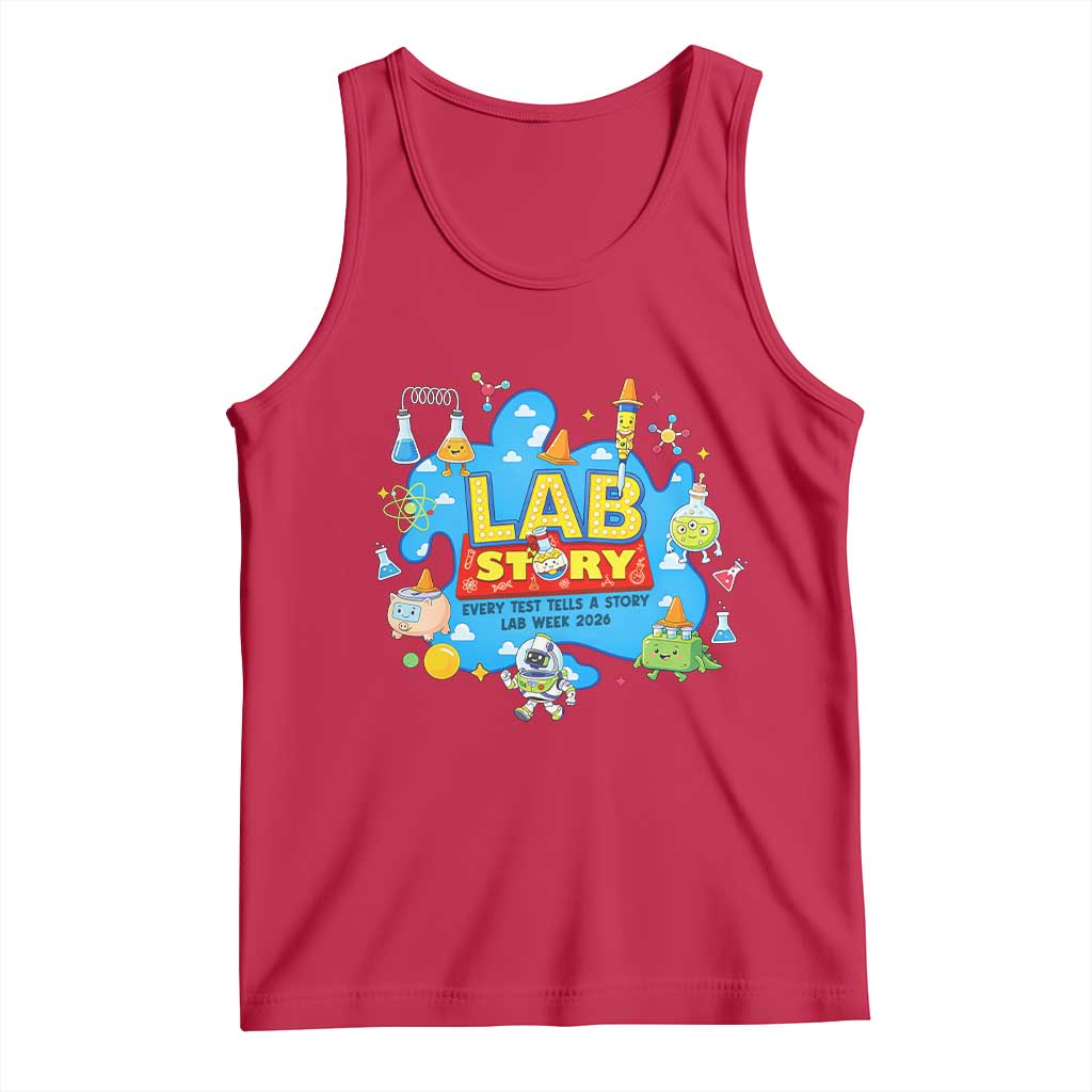 Lab Story Lab Week 2026 Celebration Tank Top Every Test Tells a Story Medical Lab Tech Appreciation Gift TS02 Red Print Your Wear