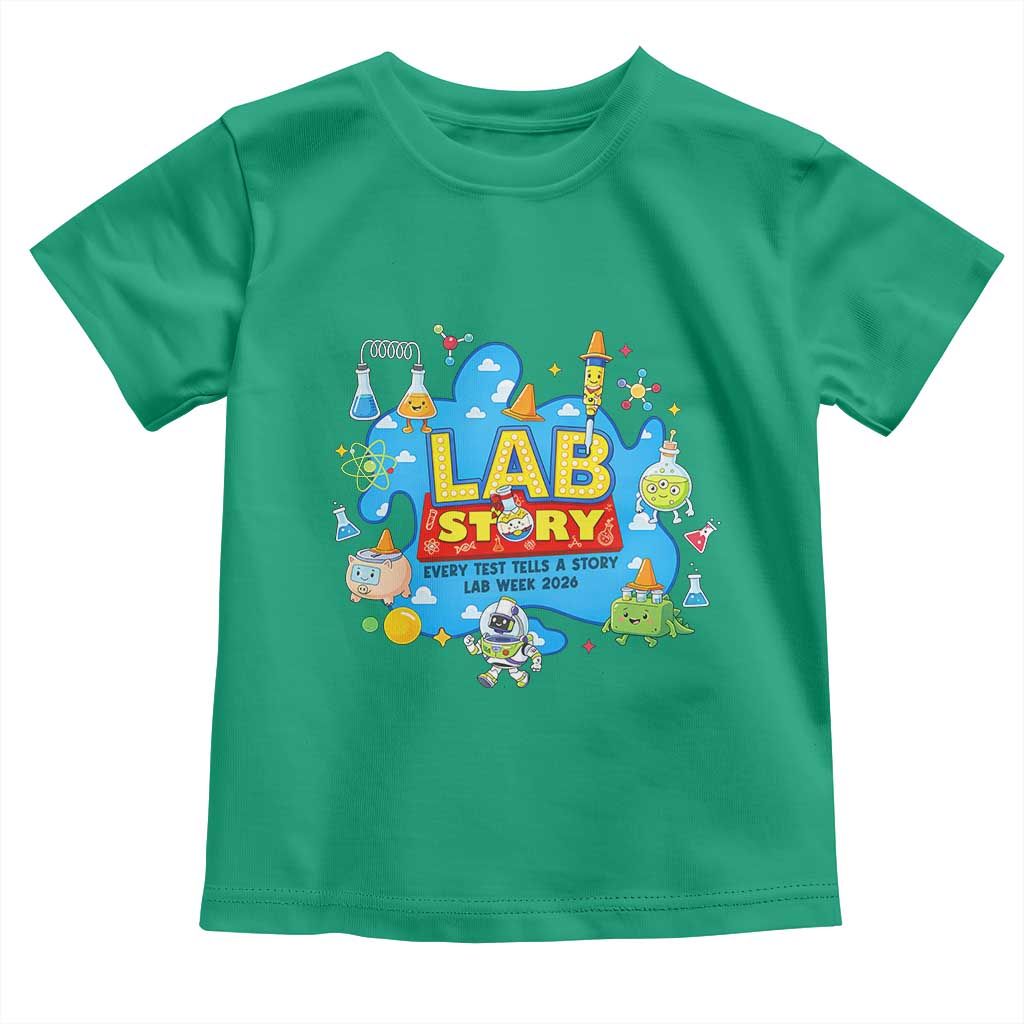 Lab Story Lab Week 2026 Celebration Toddler T Shirt Every Test Tells a Story Medical Lab Tech Appreciation Gift TS02 Irish Green Print Your Wear