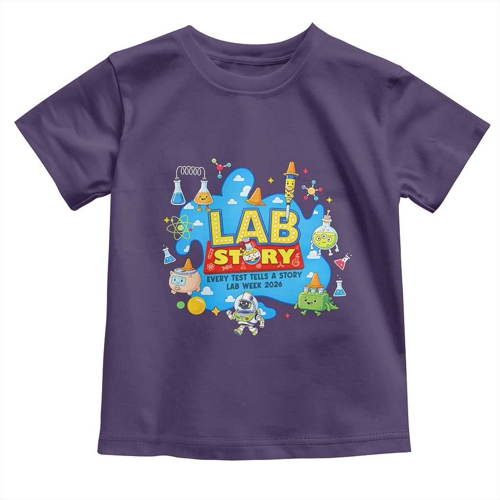 Lab Story Lab Week 2026 Celebration Toddler T Shirt Every Test Tells a Story Medical Lab Tech Appreciation Gift TS02 Purple Print Your Wear