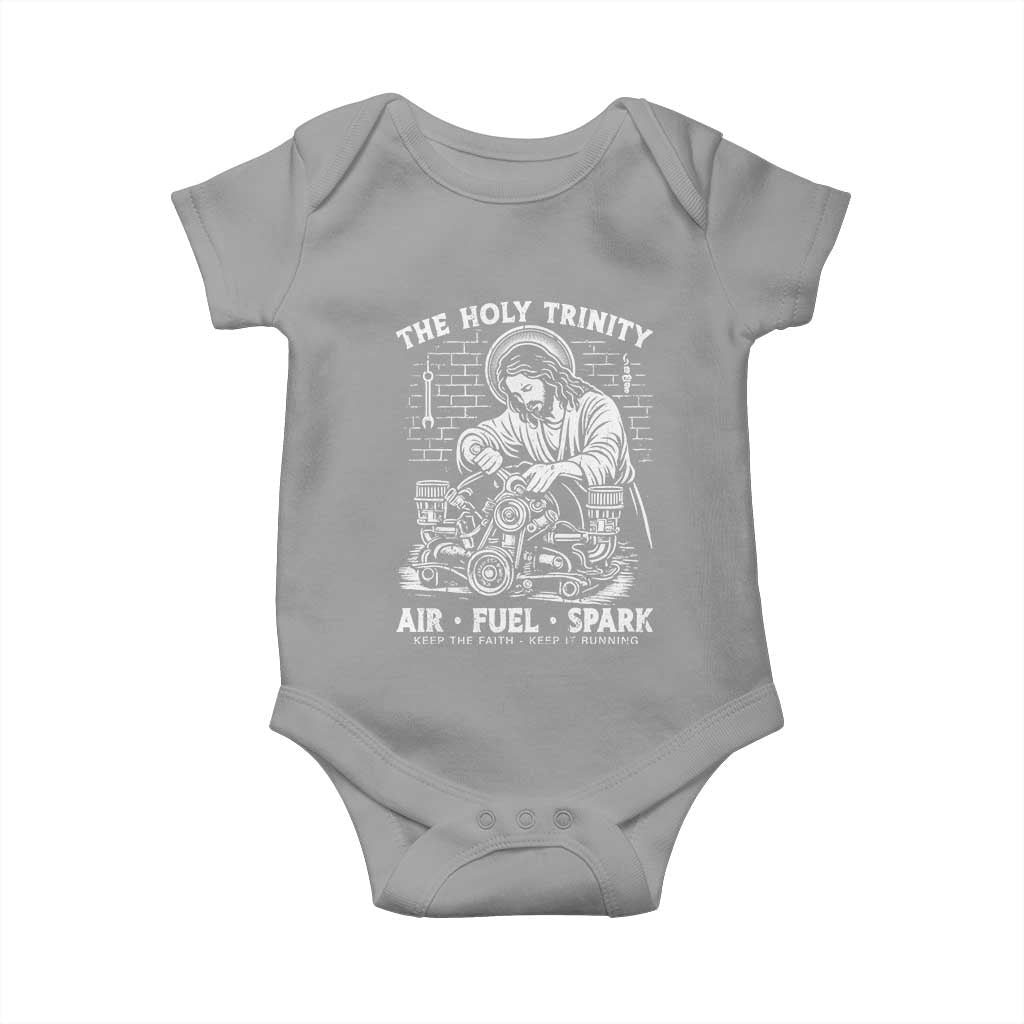 Funny Mechanic Jesus Holy Trinity Air Fuel Spark Baby Onesie Christian Car Lover Humor Gift for Gearheads TS02 Sport Gray Print Your Wear