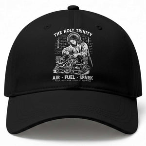 Funny Mechanic Jesus Holy Trinity Air Fuel Spark Baseball Cap Christian Car Lover Humor Gift for Gearheads