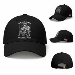 Funny Mechanic Jesus Holy Trinity Air Fuel Spark Baseball Cap Christian Car Lover Humor Gift for Gearheads