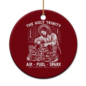 Funny Mechanic Jesus Holy Trinity Air Fuel Spark Ceramic Ornament Christian Car Lover Humor Gift for Gearheads TS02 1pc Red Print Your Wear