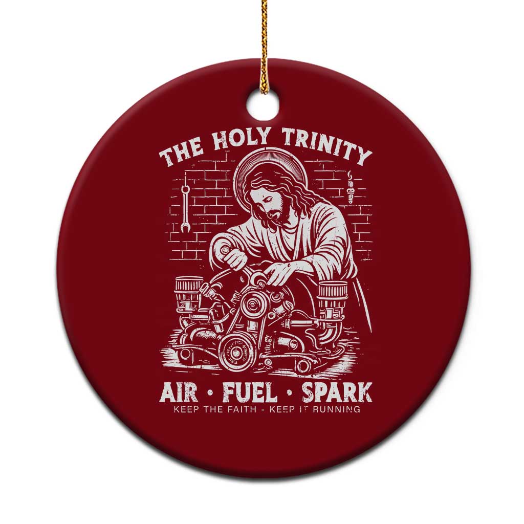 Funny Mechanic Jesus Holy Trinity Air Fuel Spark Ceramic Ornament Christian Car Lover Humor Gift for Gearheads TS02 1pc Red Print Your Wear