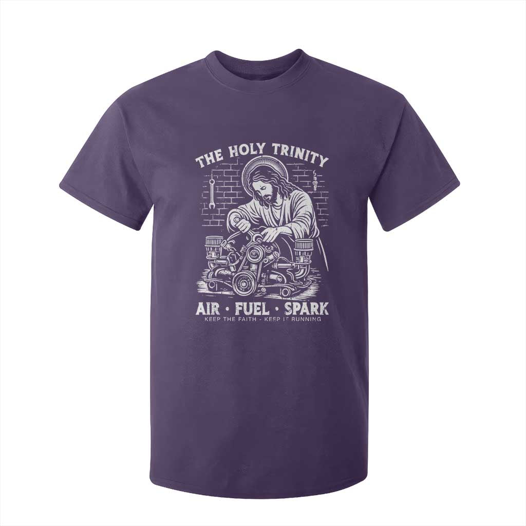 Funny Mechanic Jesus Holy Trinity Air Fuel Spark T Shirt For Kid Christian Car Lover Humor Gift for Gearheads TS02 Purple Print Your Wear