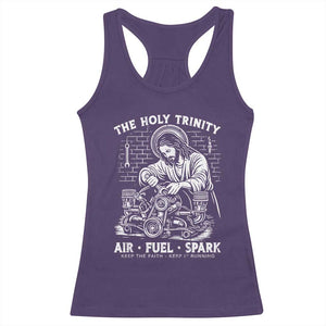 Funny Mechanic Jesus Holy Trinity Air Fuel Spark Racerback Tank Top Christian Car Lover Humor Gift for Gearheads TS02 Purple Print Your Wear