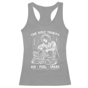 Funny Mechanic Jesus Holy Trinity Air Fuel Spark Racerback Tank Top Christian Car Lover Humor Gift for Gearheads TS02 Sport Gray Print Your Wear