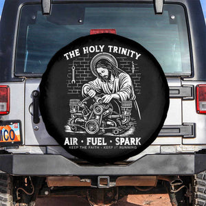Funny Mechanic Jesus Holy Trinity Air Fuel Spark Spare Tire Cover Christian Car Lover Humor Gift for Gearheads TS02 No hole Black Print Your Wear