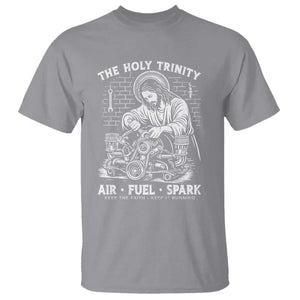 Funny Mechanic Jesus Holy Trinity Air Fuel Spark T Shirt Christian Car Lover Humor Gift for Gearheads TS02 Sport Gray Print Your Wear